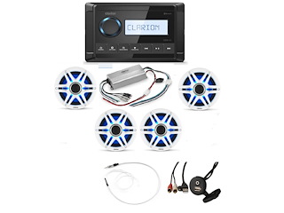 CLARION BUNDLE Stereo Rotondo CMM-20 con 2 Coppie di Casse CMSP-771RGB-SWG Antenna FM e Amplificatore 5 Canali Cod.CMM-CMSP77