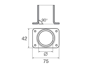 BASE INOX R.D. MM. 25 Base rettangolare 90° Inox 316