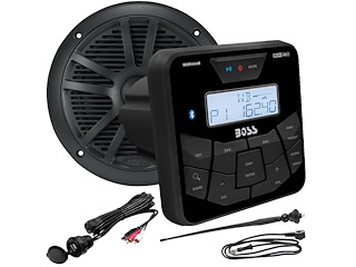 Boss Marine MGR450B Stereo nautico quadrato con Cavo Usb/Aux MUSB35 antenna MRANT12 e casse MR6B