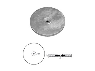 FLANGIA Ø230 - H 25 - CON INSERTO FORATO Anodi per poppa e carena