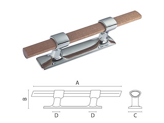 BITTA TRAVERSINO IN LEGNO O.C. 320 Bitte in ottone con traversino