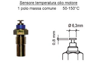 SENS. TEMP. POLO NEG. COMUNE Filetto: M12*1,5-T° Esercizio: 150° Sensore 1 polo 0.8 x 6.3 mm