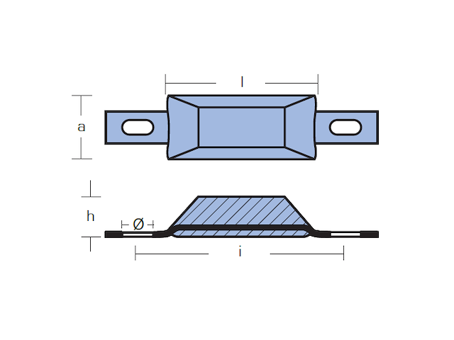 LINGOTTO 140X82X26X180 LUNG.250 Anodi da imbullonare lingotto