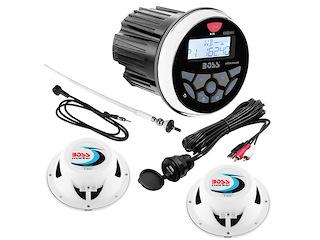 Boss Audio Marine Stereo 240 W MGR350B - Antenna FM - Coppia casse 150W - Cavo USB/RCA