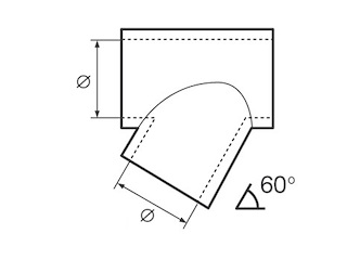 TEE INOX INCL.MM.22 Giunto a T 60° Acciaio Inox